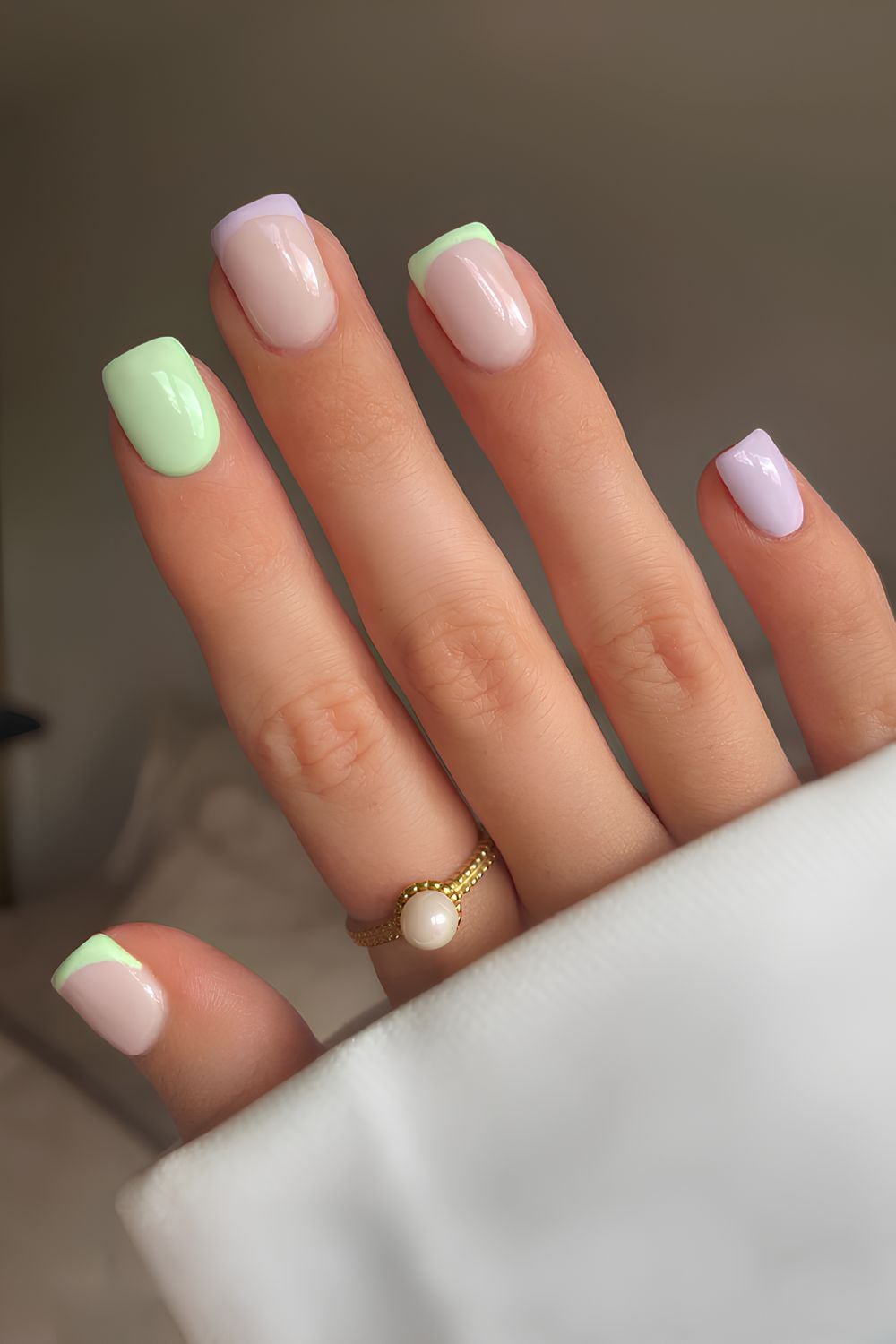 Mint green and lavender nails