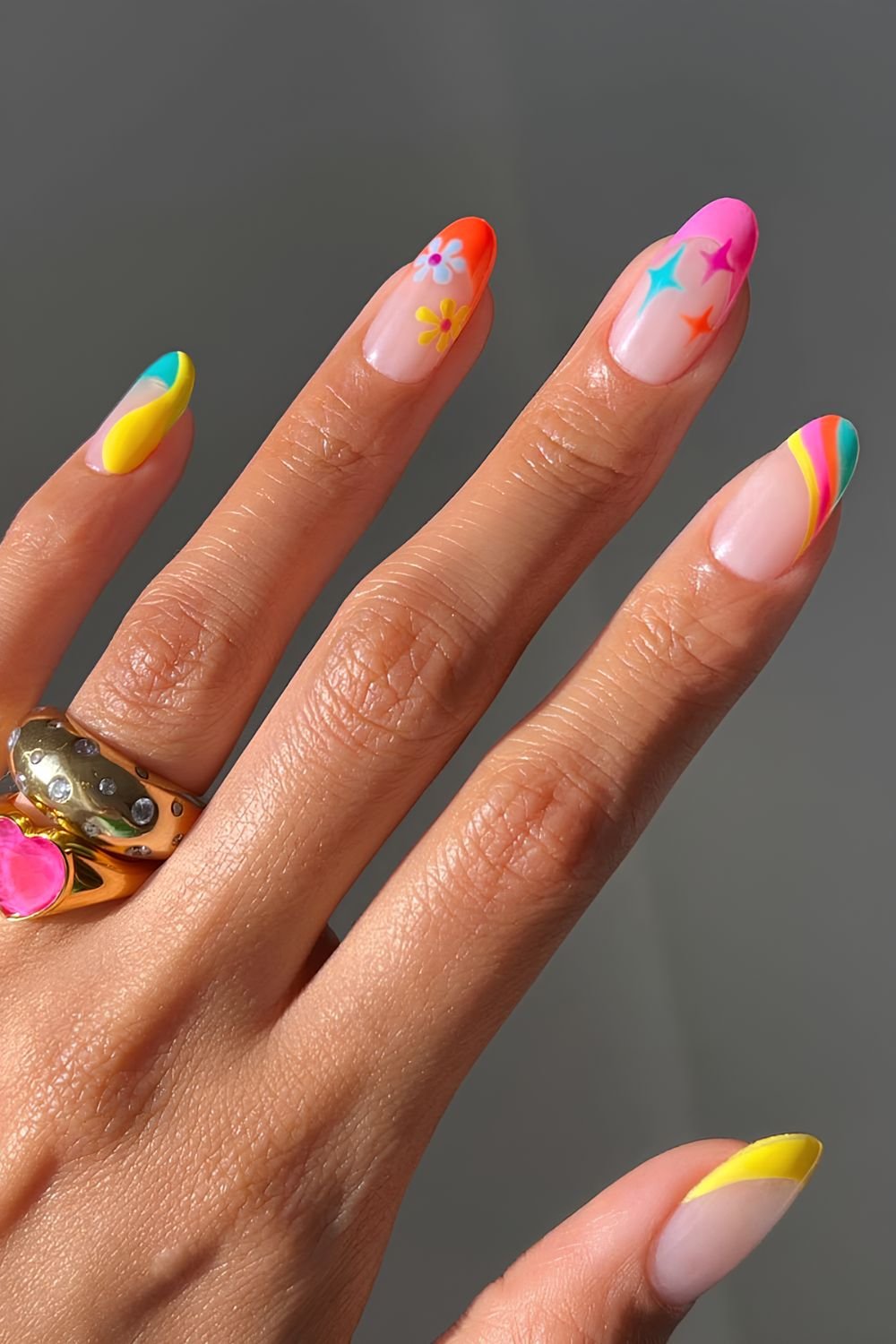 Mismatched colorful nail design