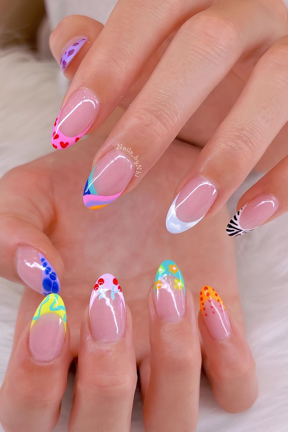 Mismatched pride nails