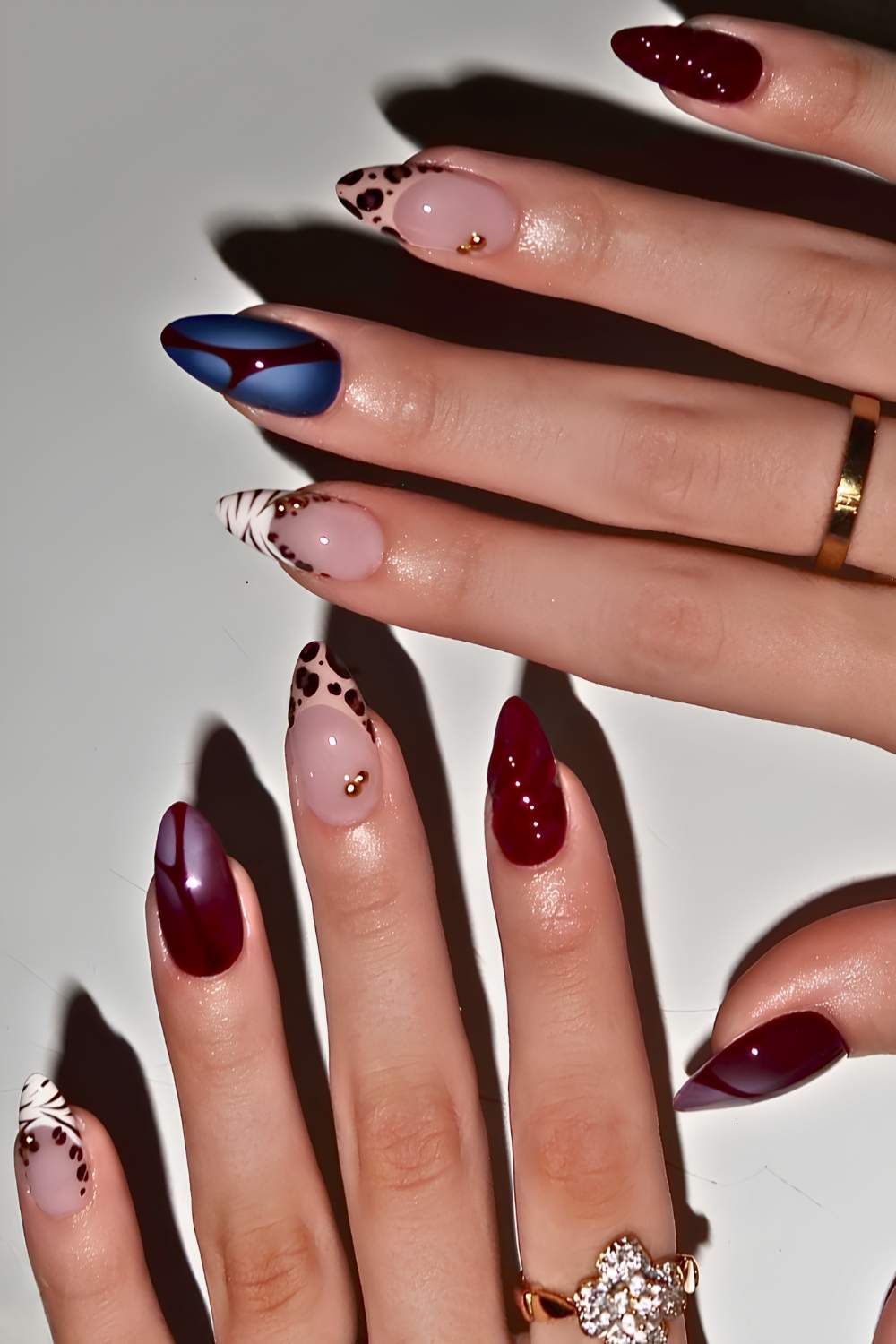 Mix and match nails in moody colors