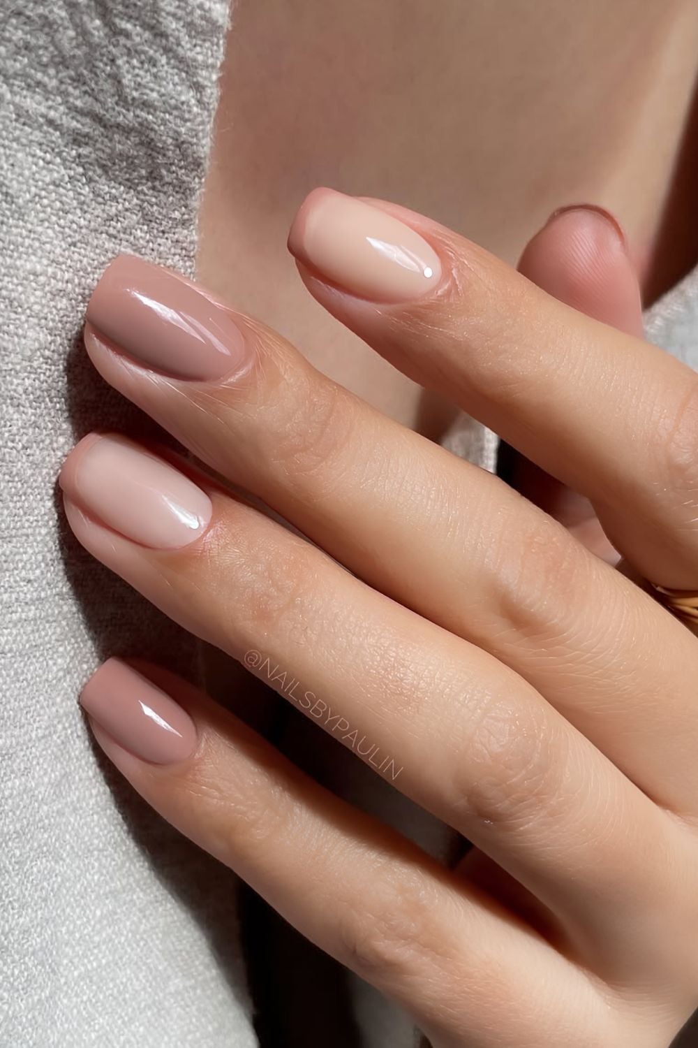 Mocha mousse solid and French tip mix nails