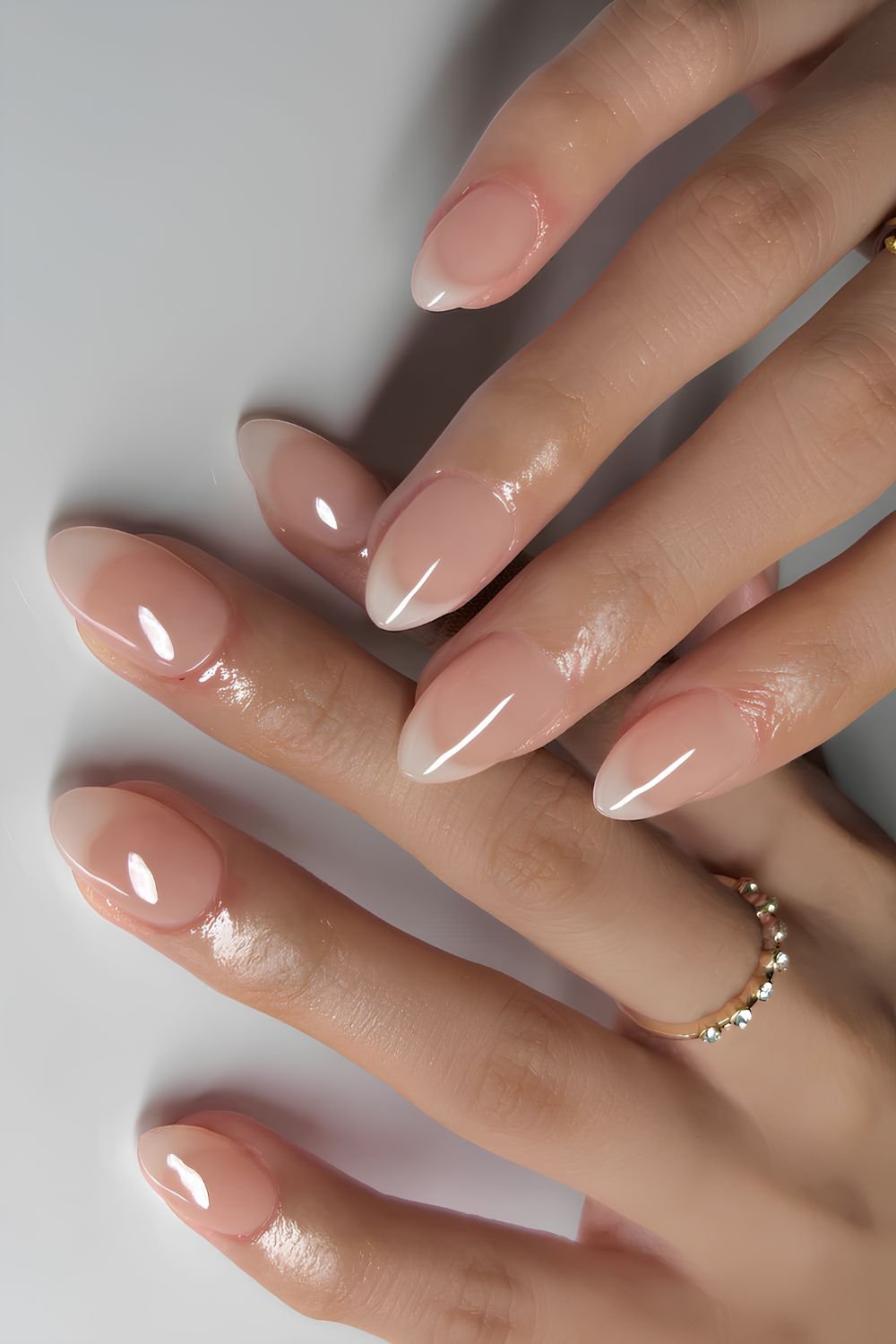 Muted French tip manicure