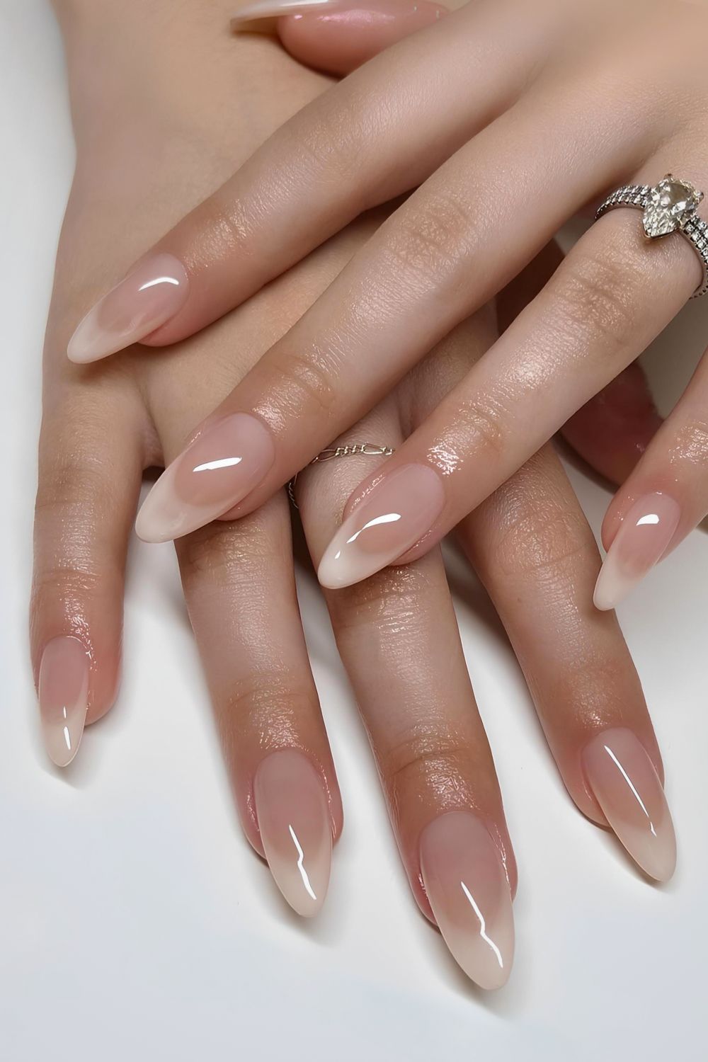 Muted vanilla French tip manicure