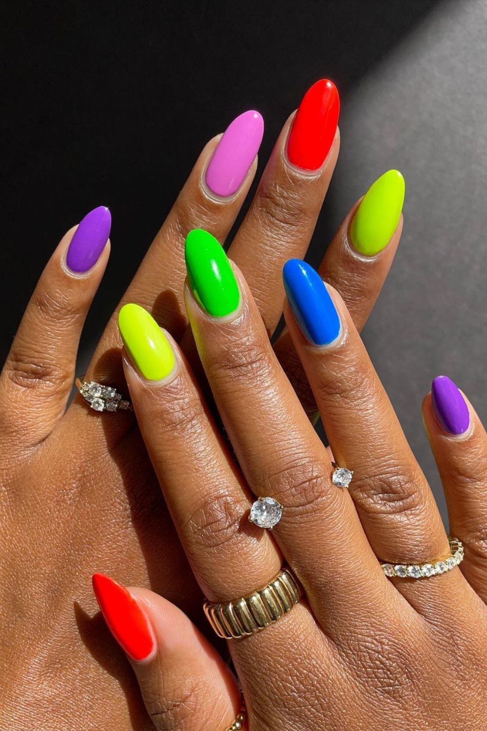 Neon skittle mani