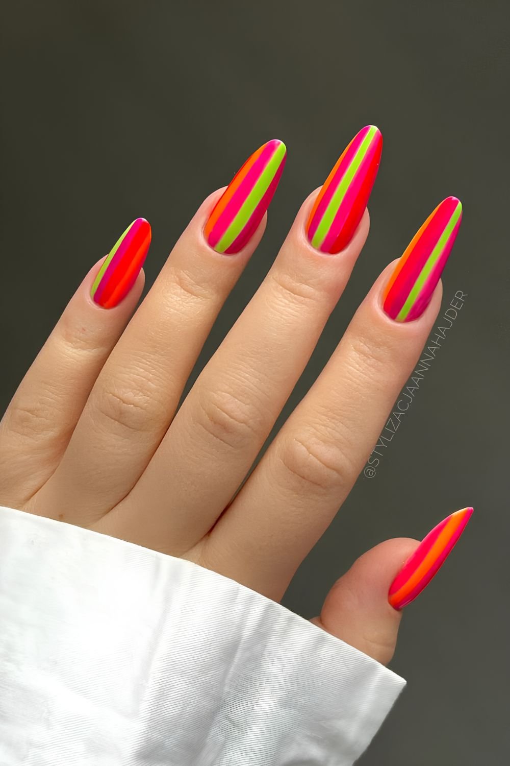 Neon stripe nails