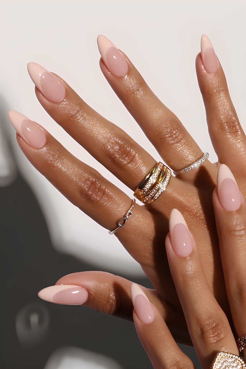 Neutral French tip manicure