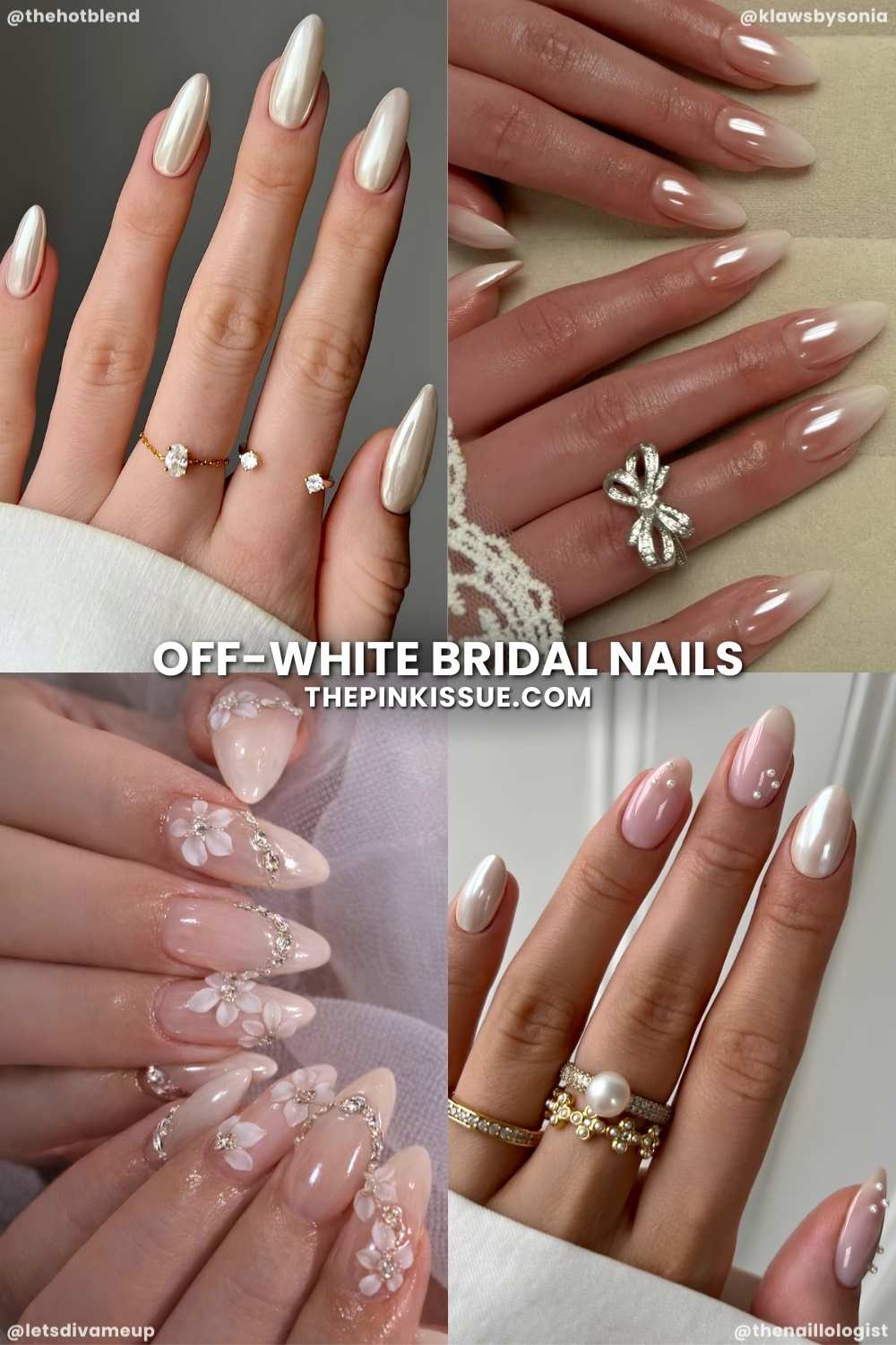Off white bridal nail designs