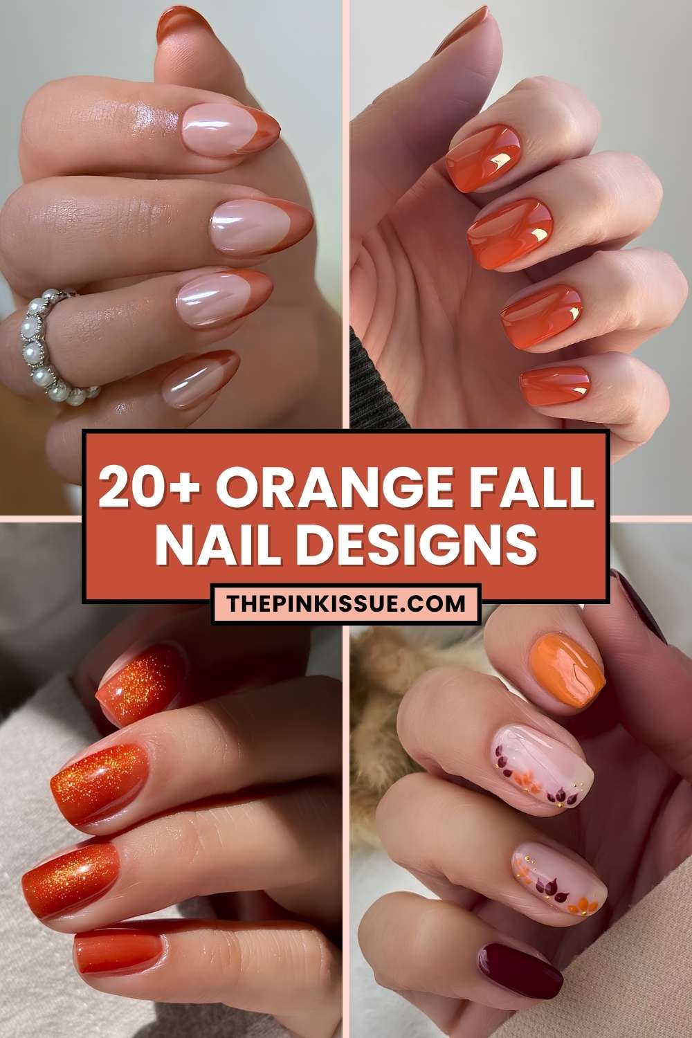 Orange fall nail inspo Pinterest