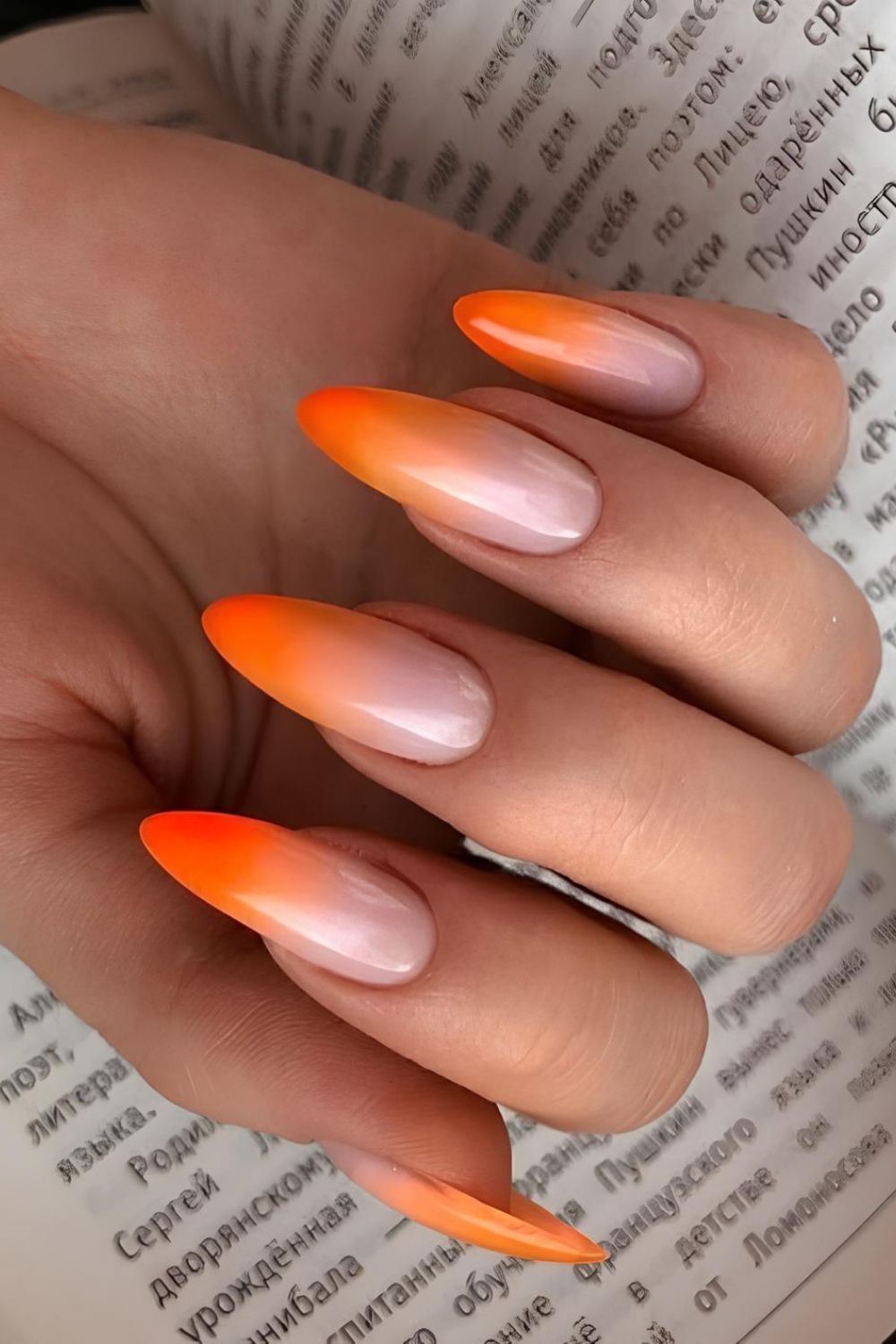 Orange ombre nails