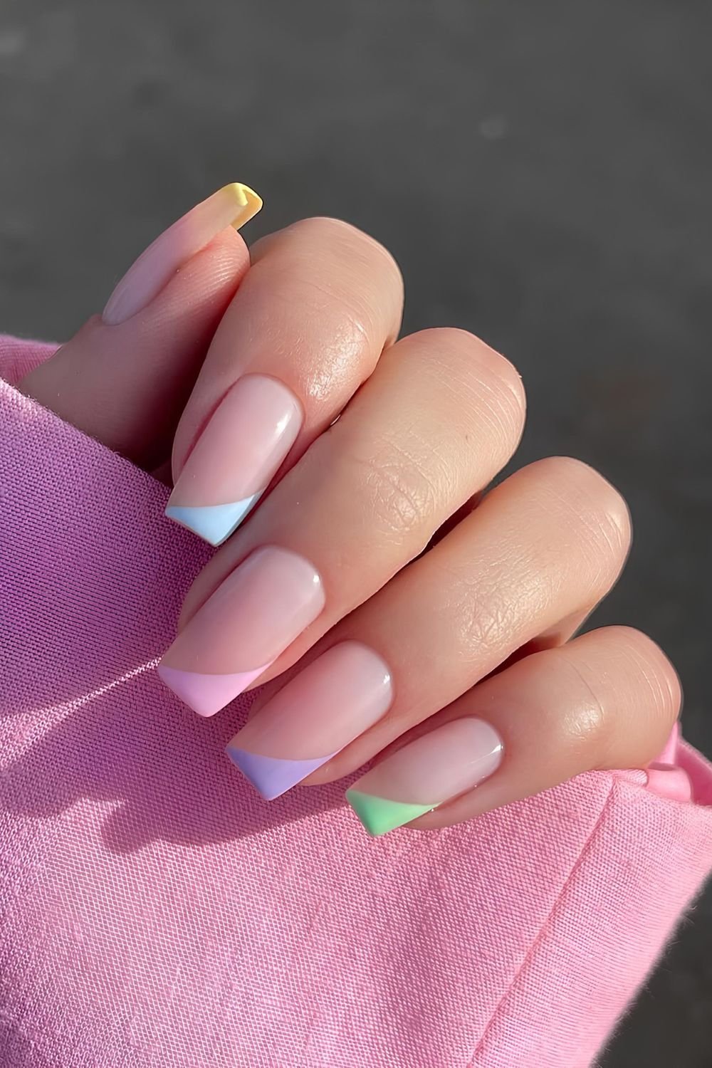 Pastel French side tip nails