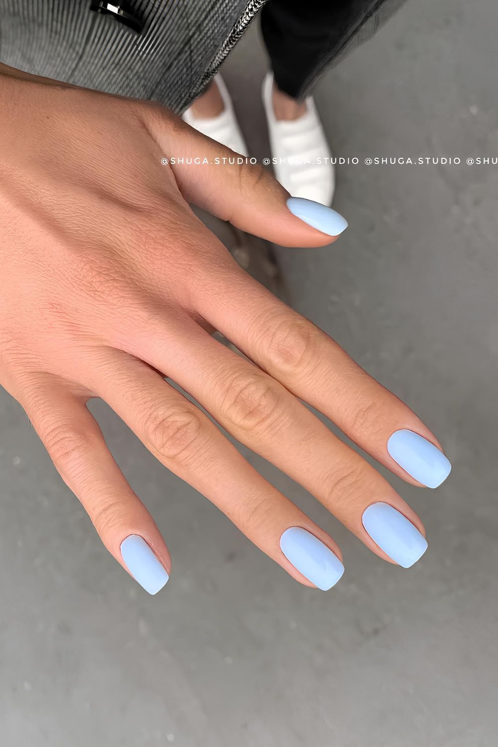 Pastel blue solid nails