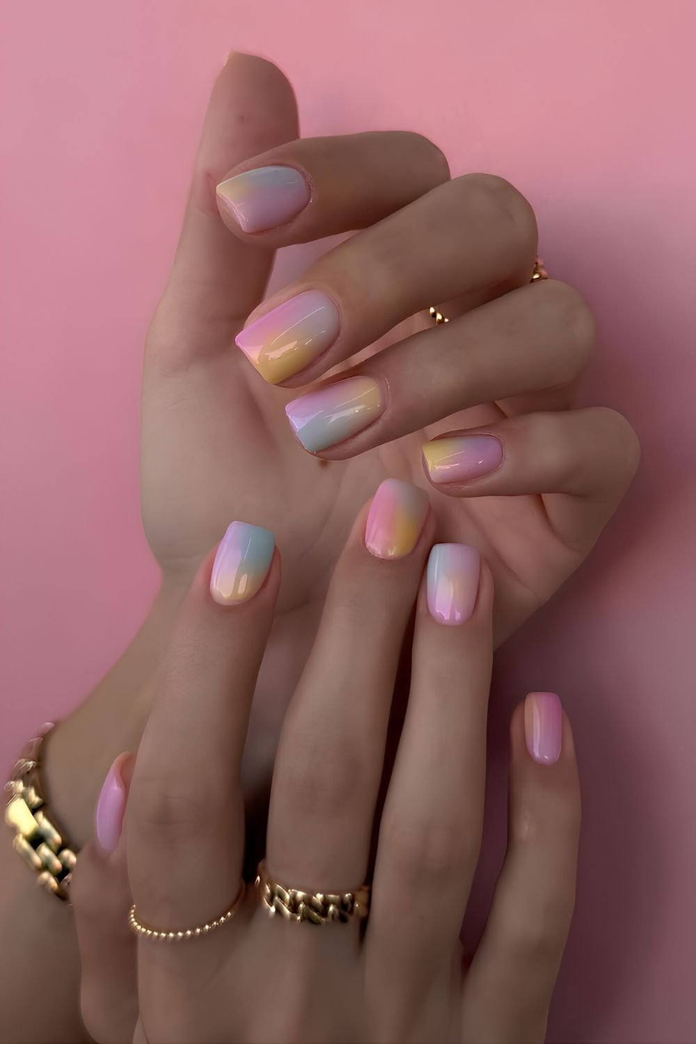Pastel sorbet gradient nails
