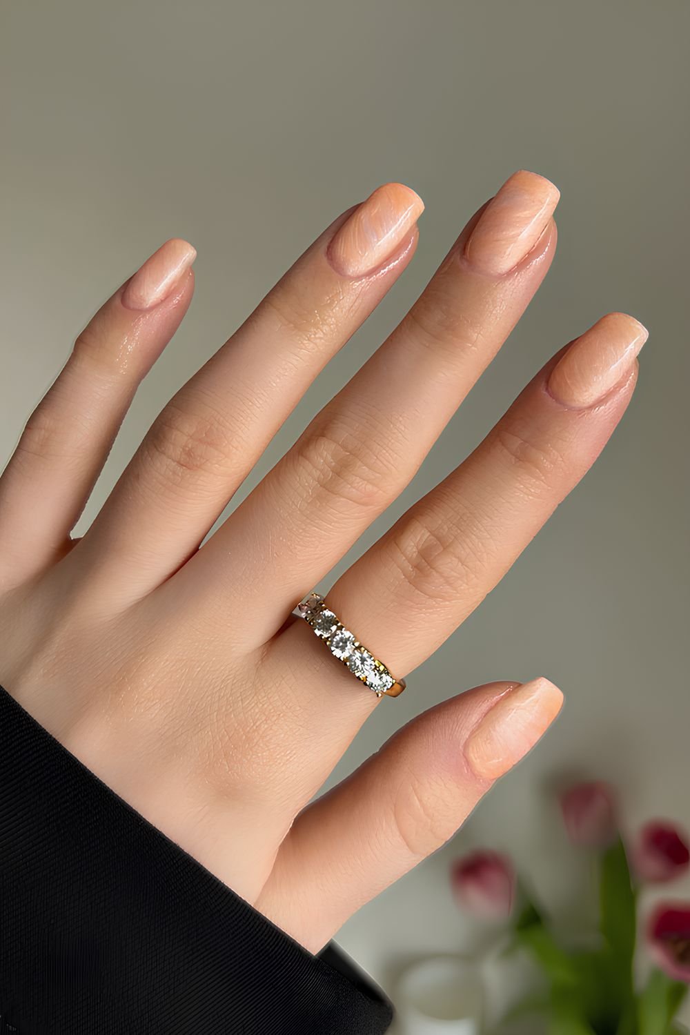 Peach marble effect nails