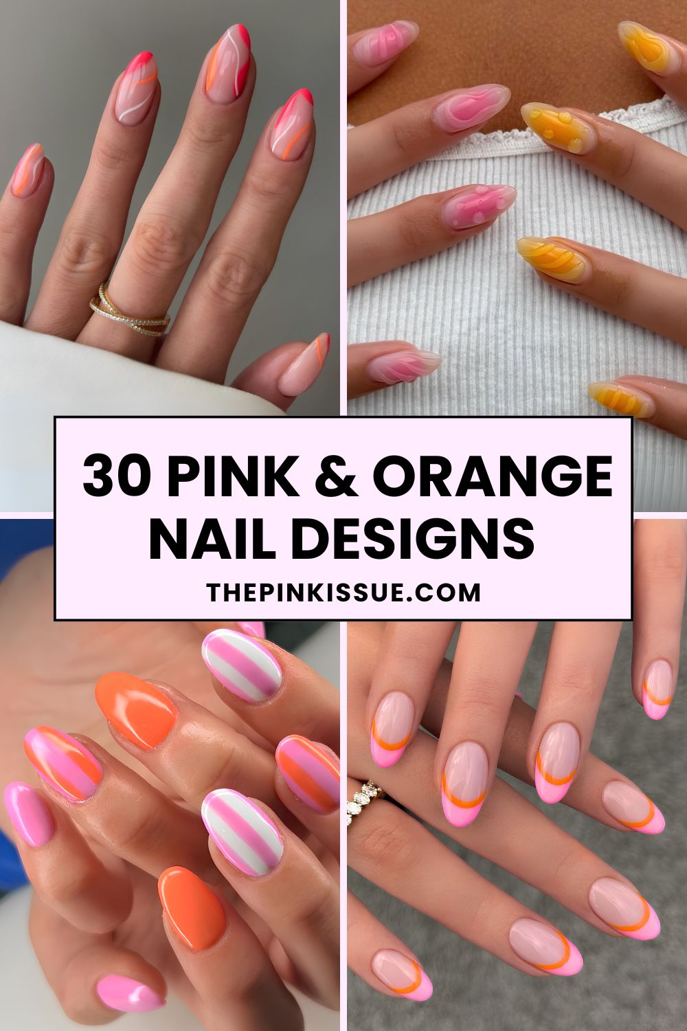Pink and orange nail designs Pinterest