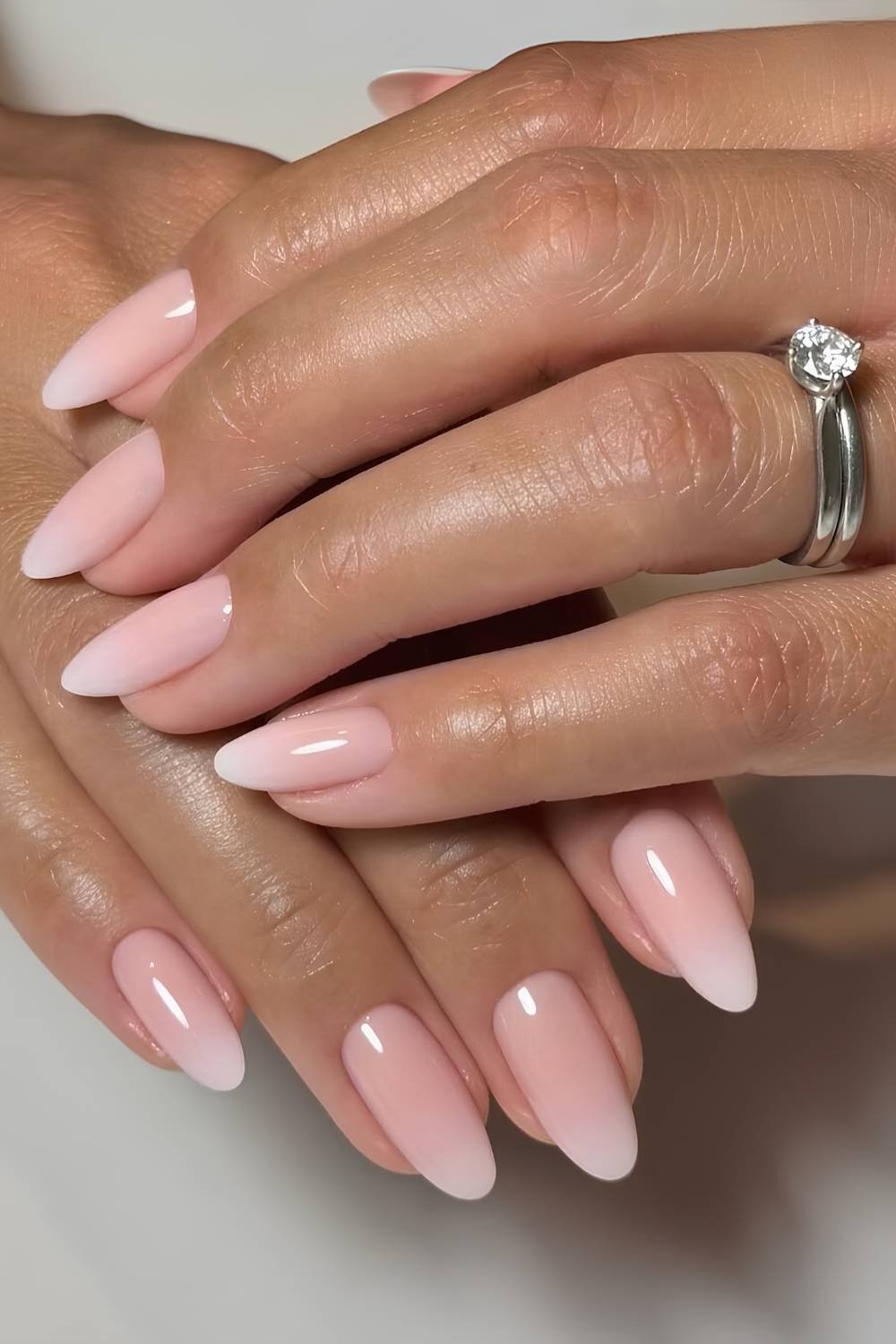 Pink and white ombre French mani