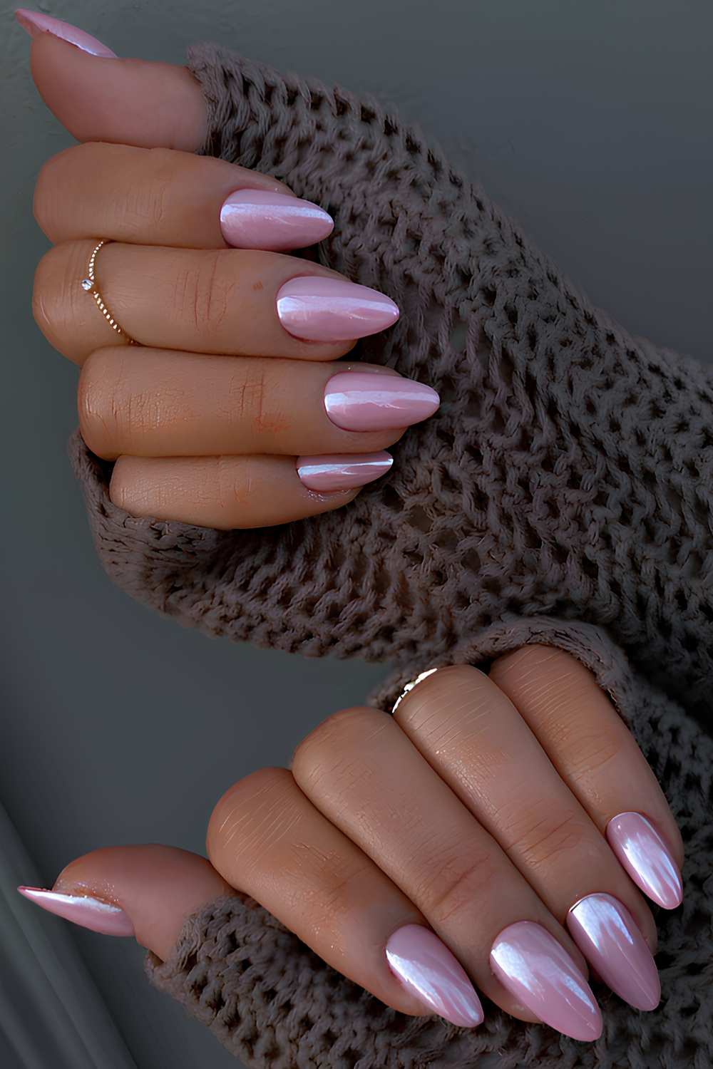 Pink chrome nails for fall