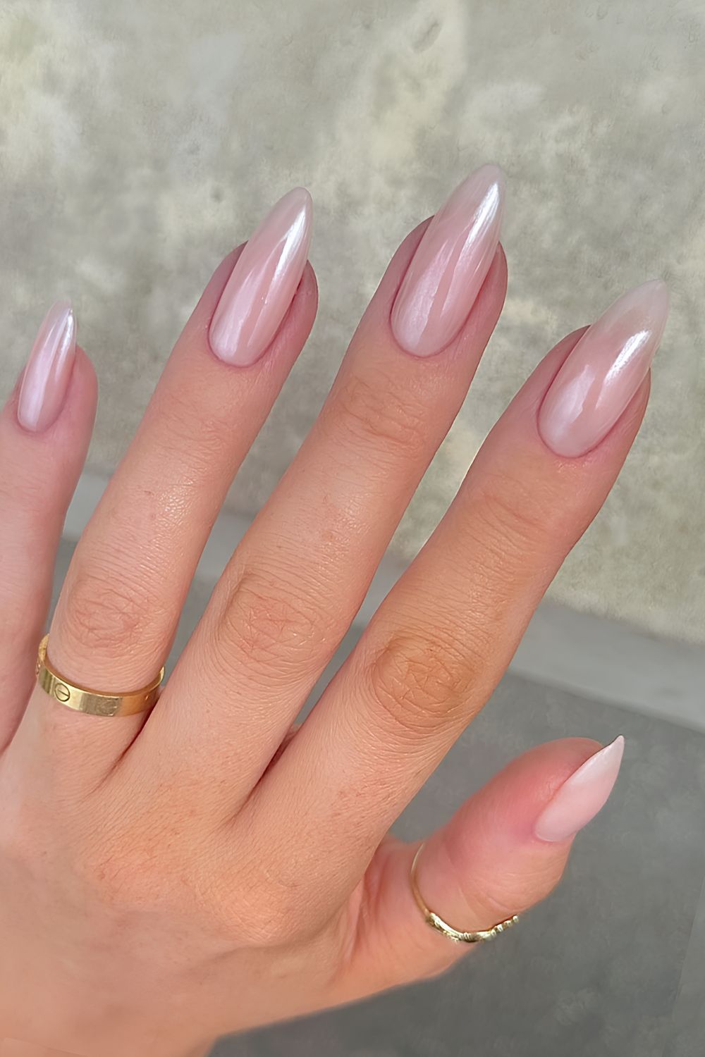 Pink nails with iced chrome overlay