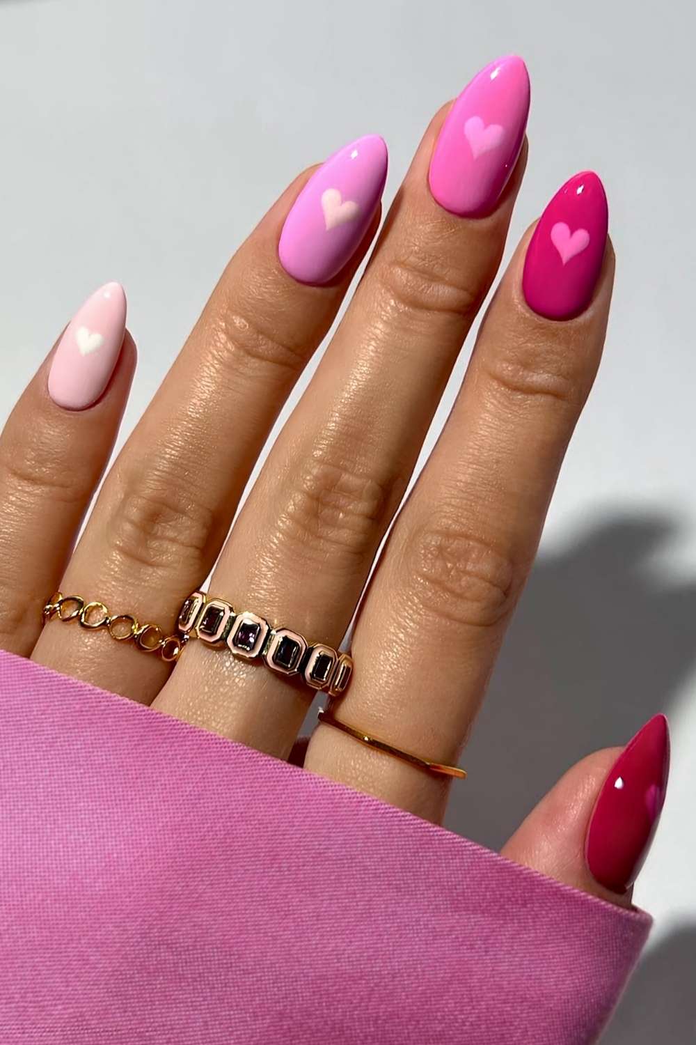 Pink skittle Valentine's Day nails