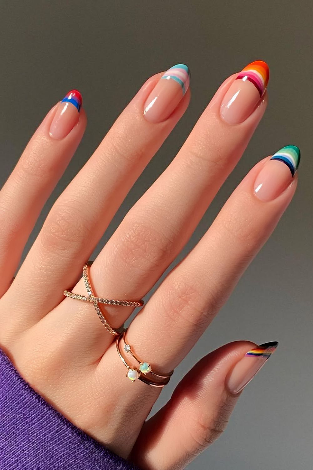 Progress pride French tips