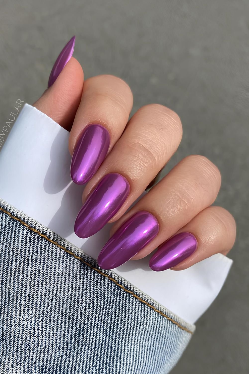 Purple chrome nails