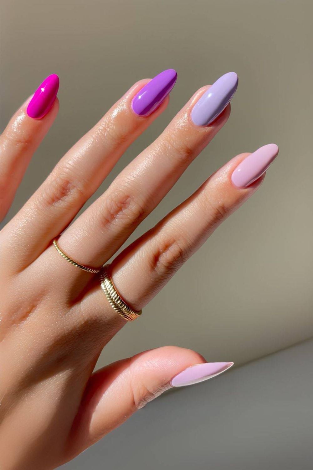 Purple skittle manicure