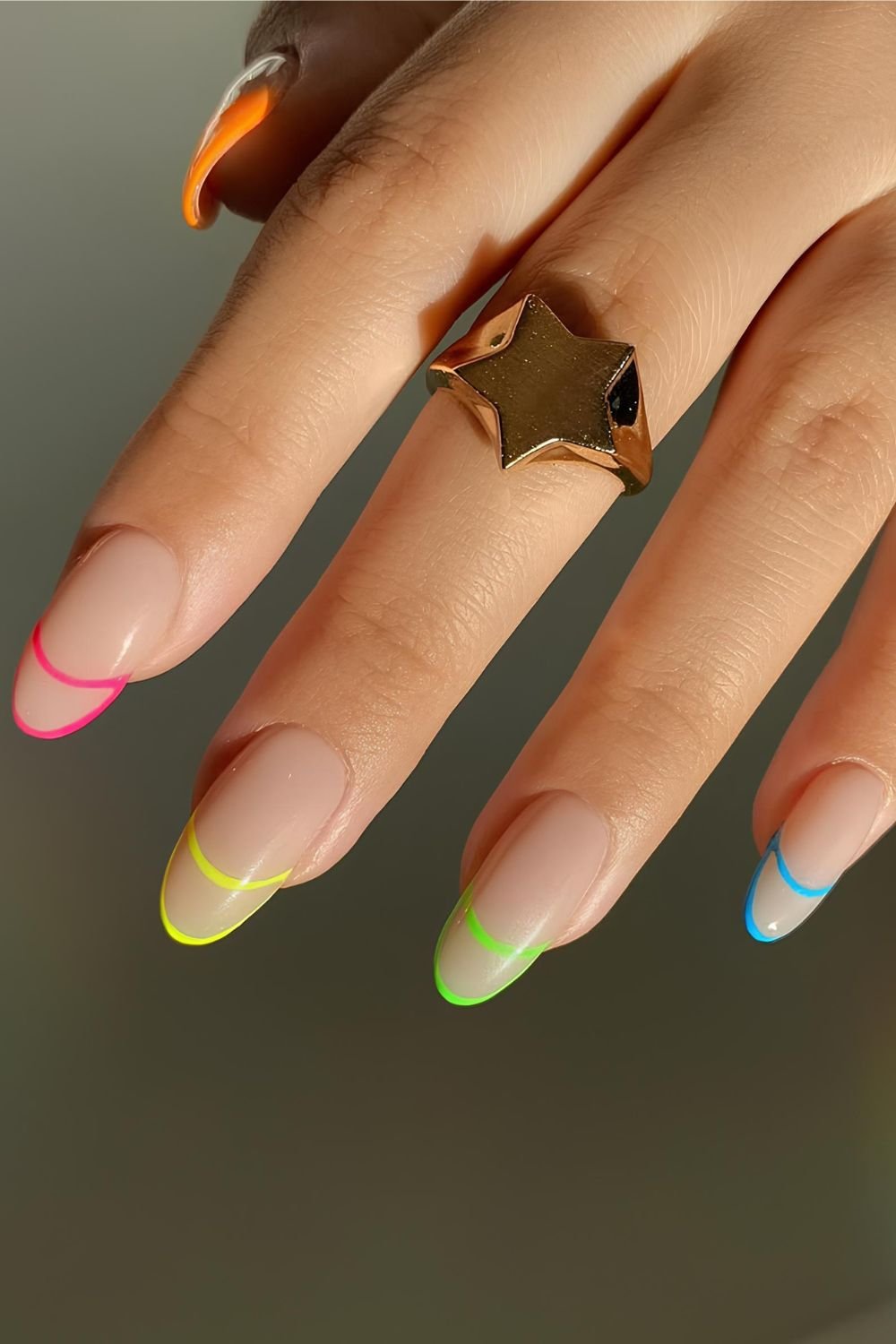 Rainbow double French nails