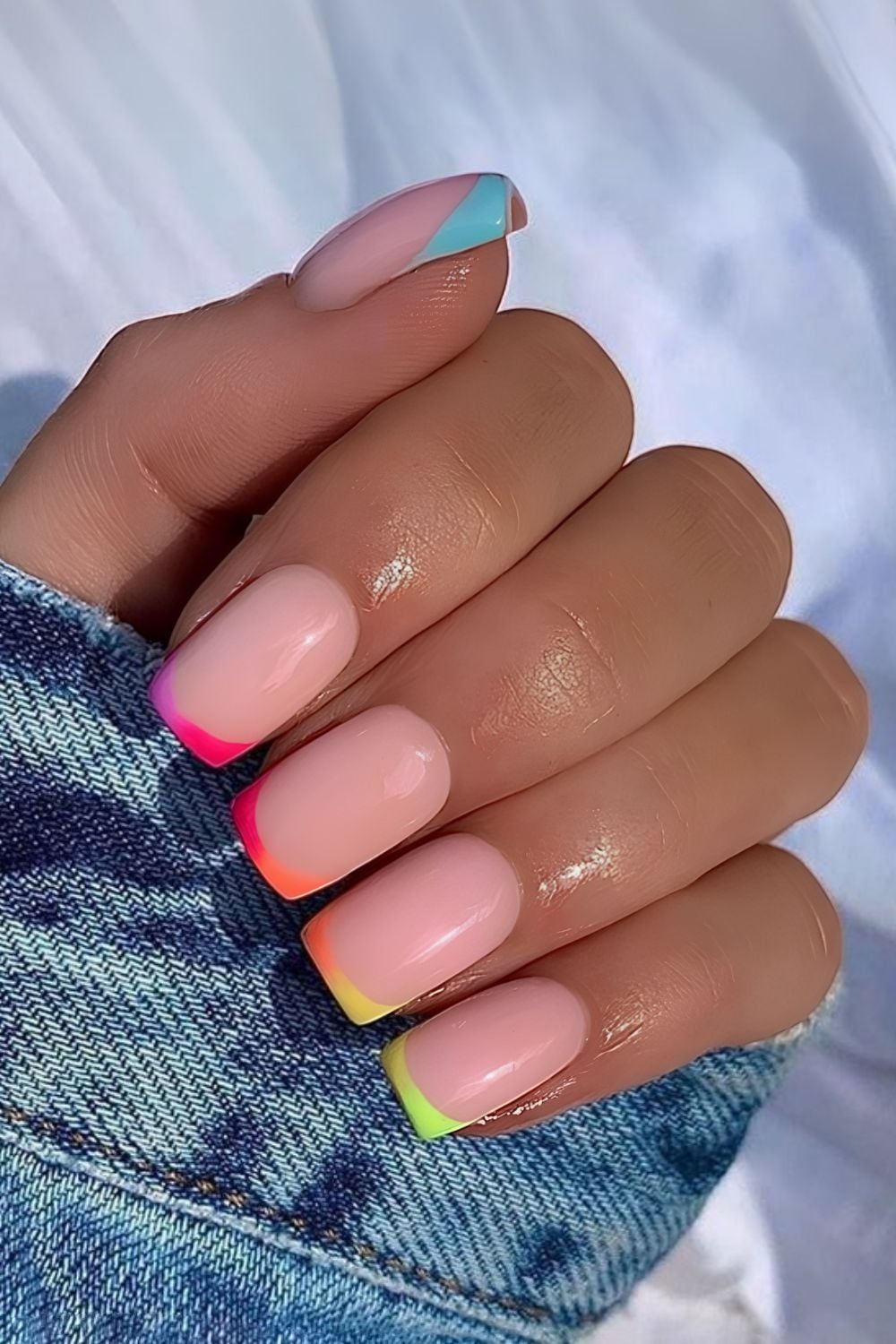Rainbow micro french tips