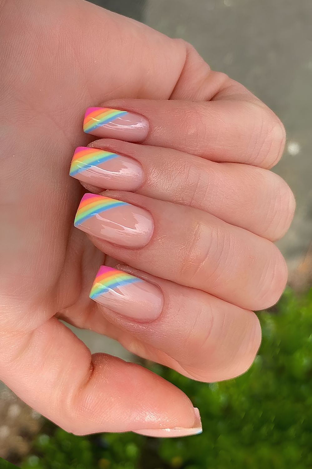 Rainbow side french tips