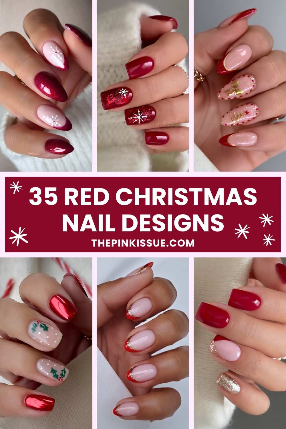 Red Christmas nail inspo Pinterest