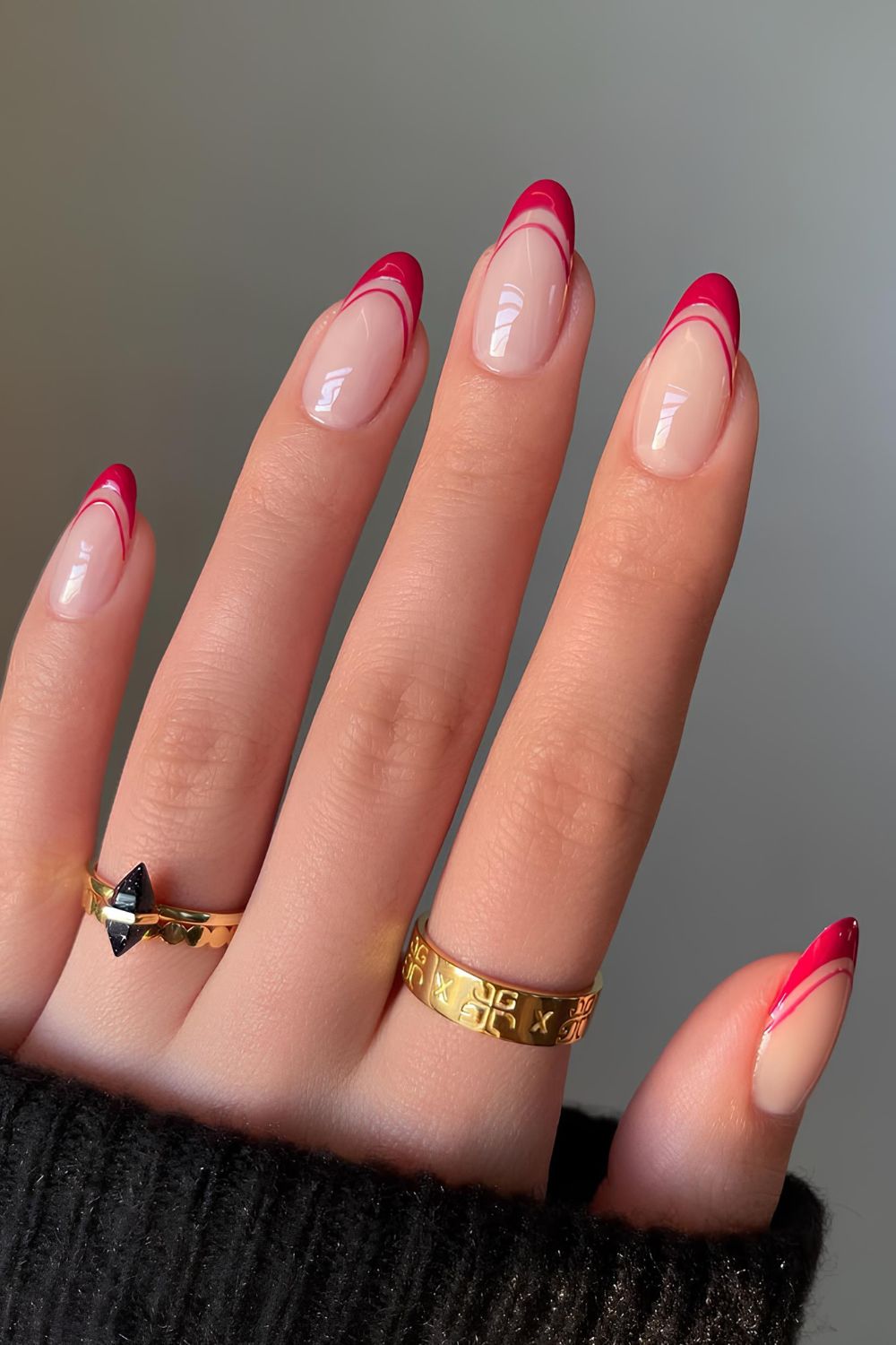 Red double French nails