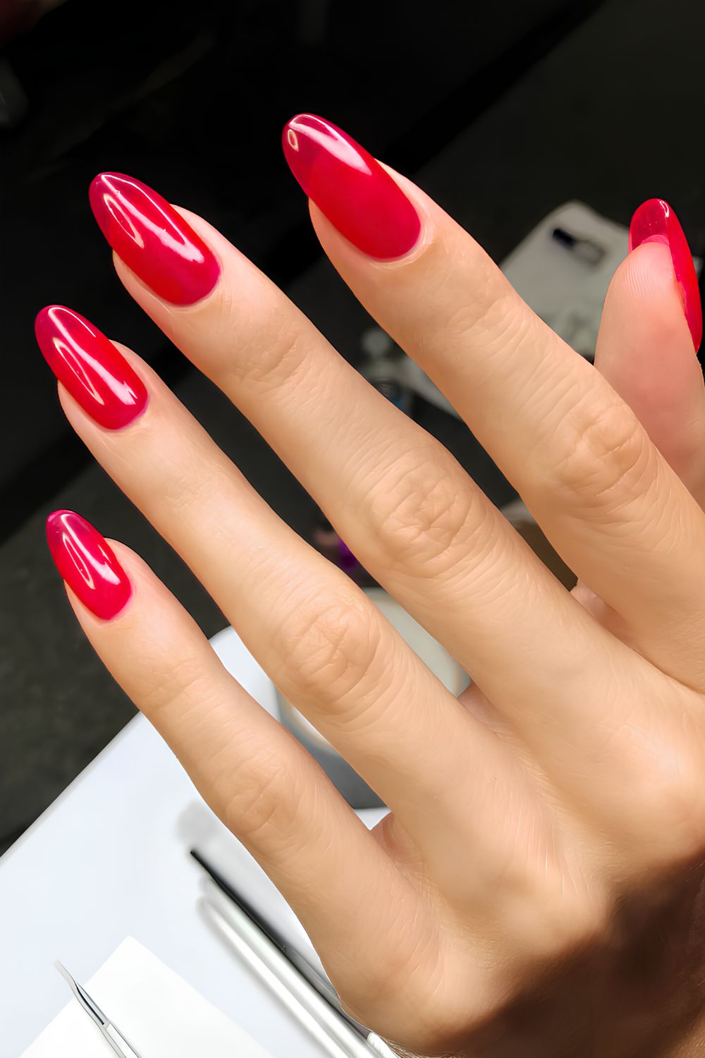 Red jelly gloss nails