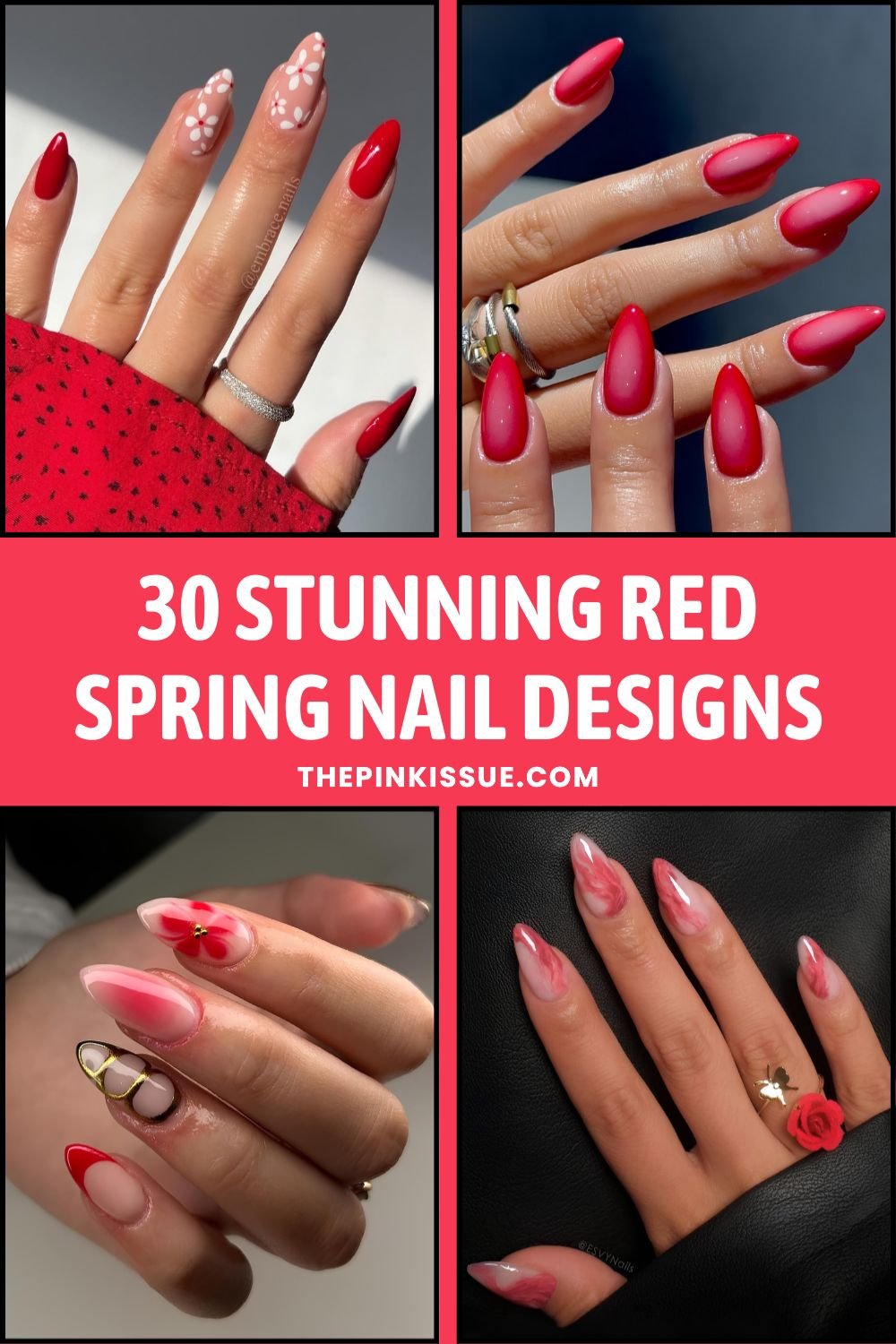 Red spring nails Pinterest