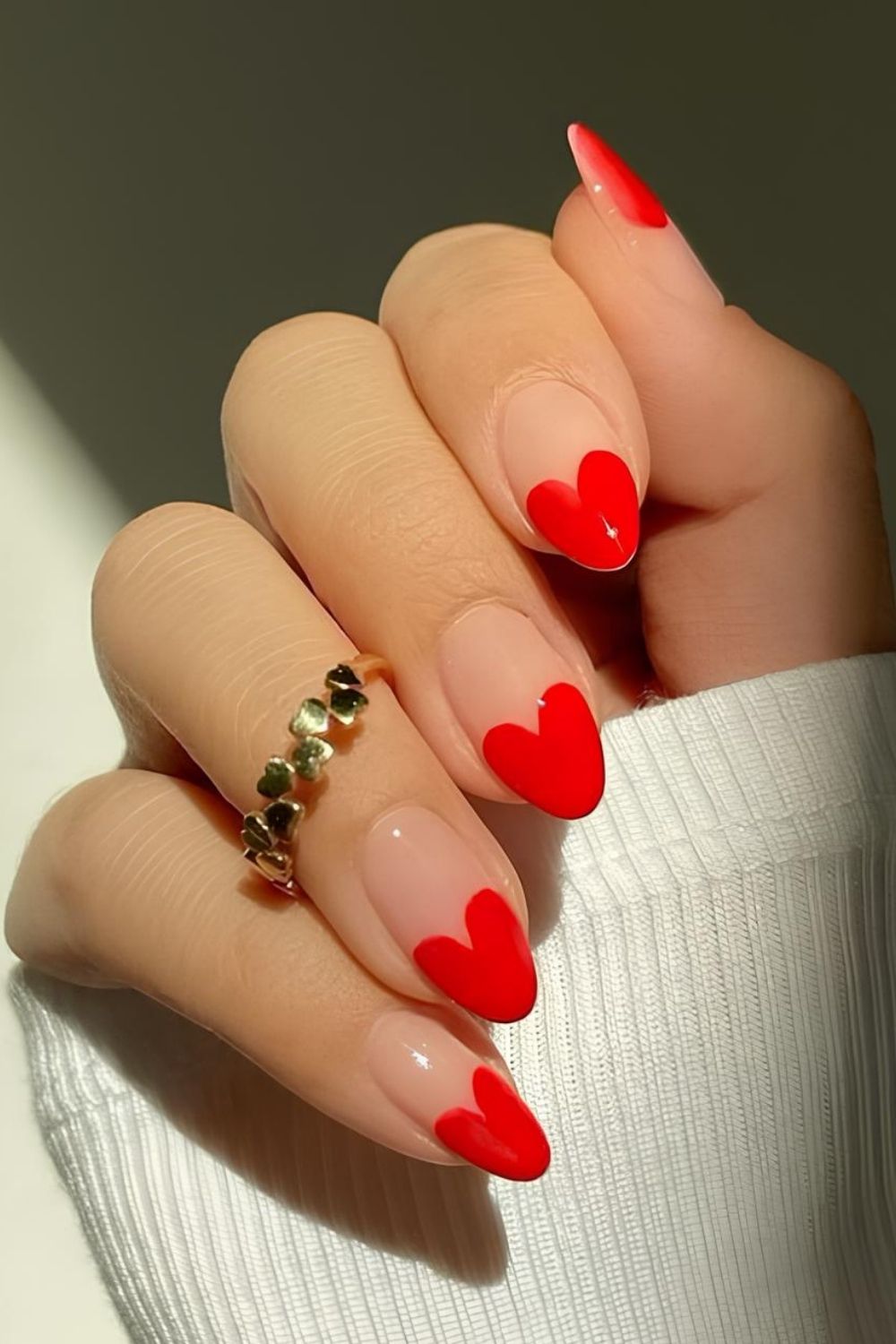 Red sweetheart tip nails