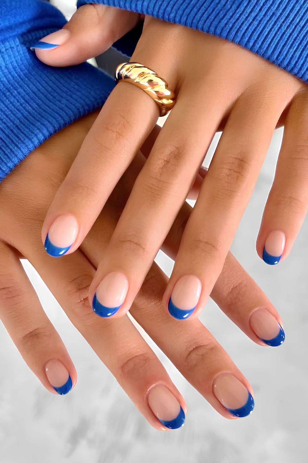 Royal blue French tip manicure