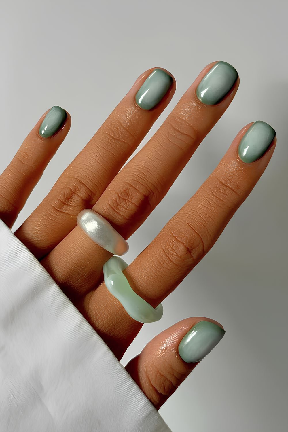 Sage green aura manicure
