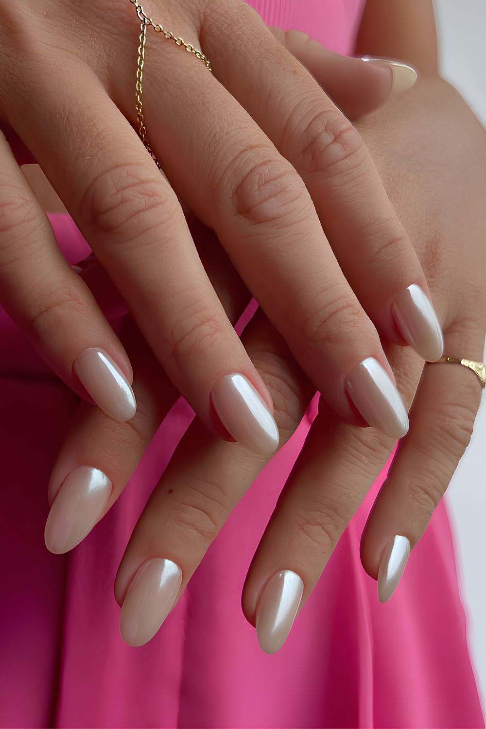 Sheer white chrome nails