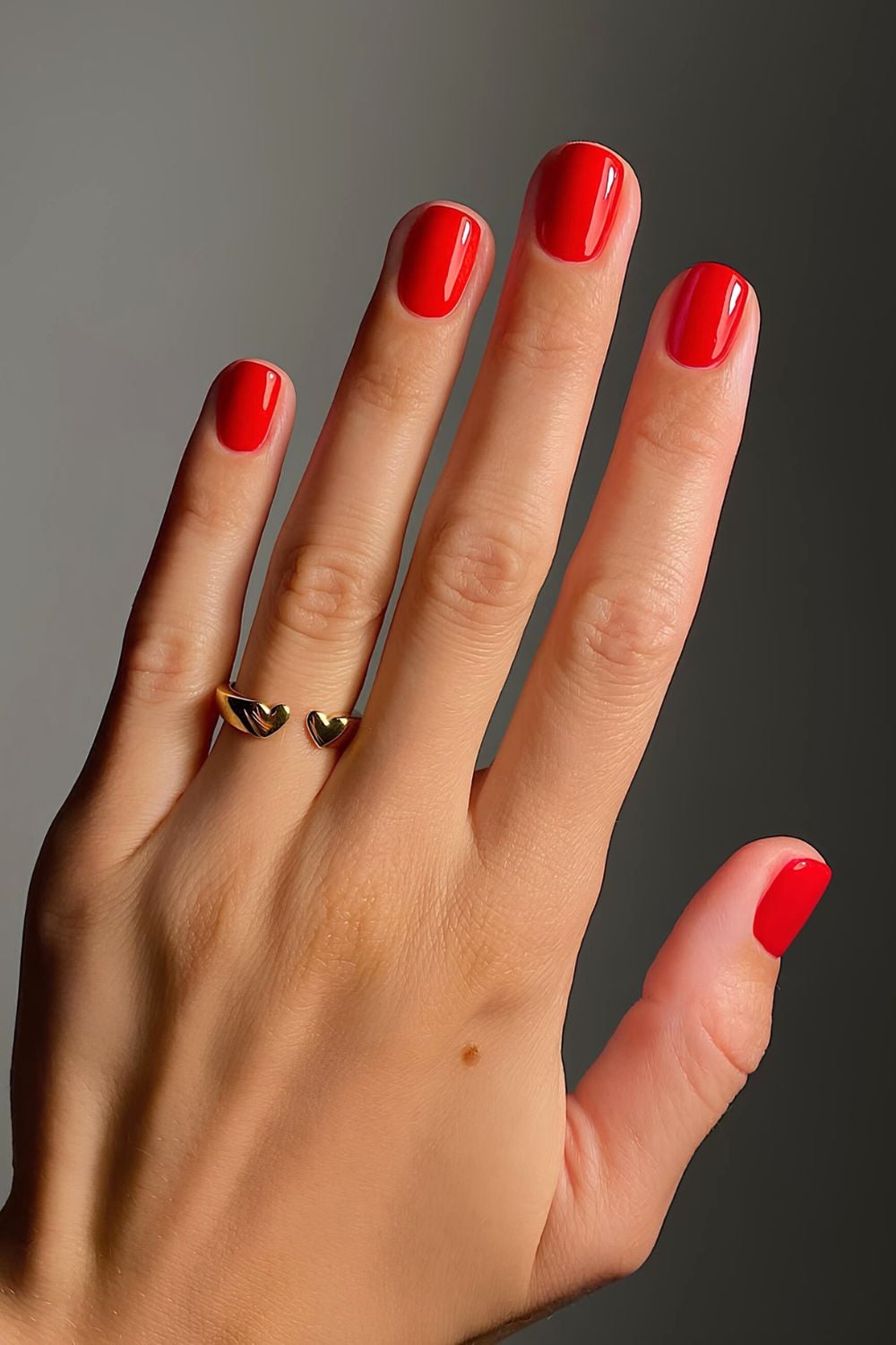 Short bright red nails
