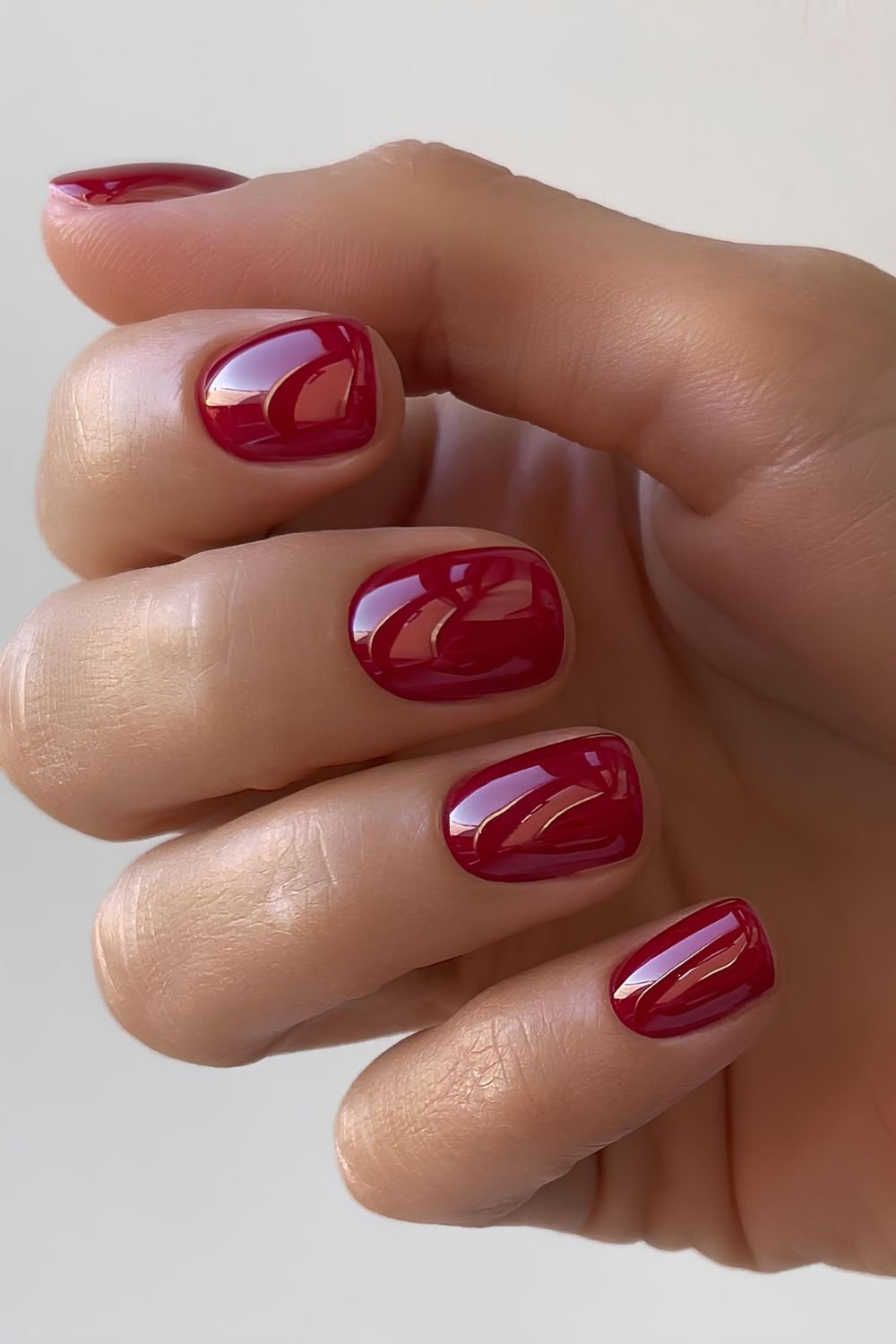 Short cherry red nails