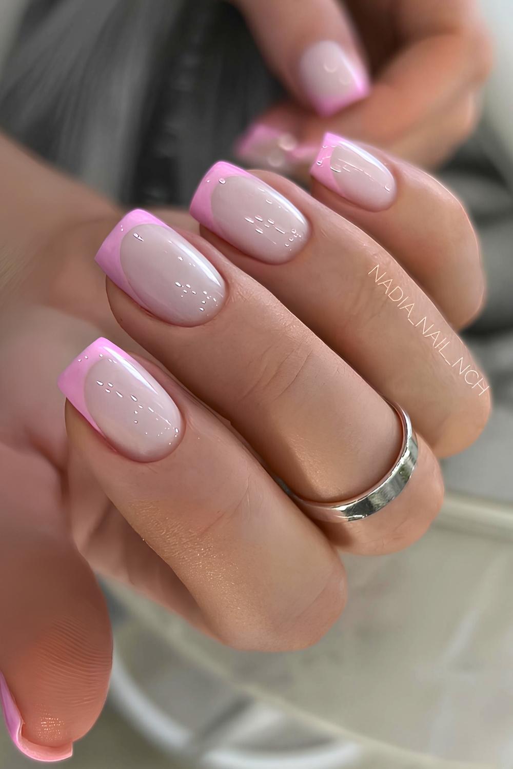 Short pink french manicure