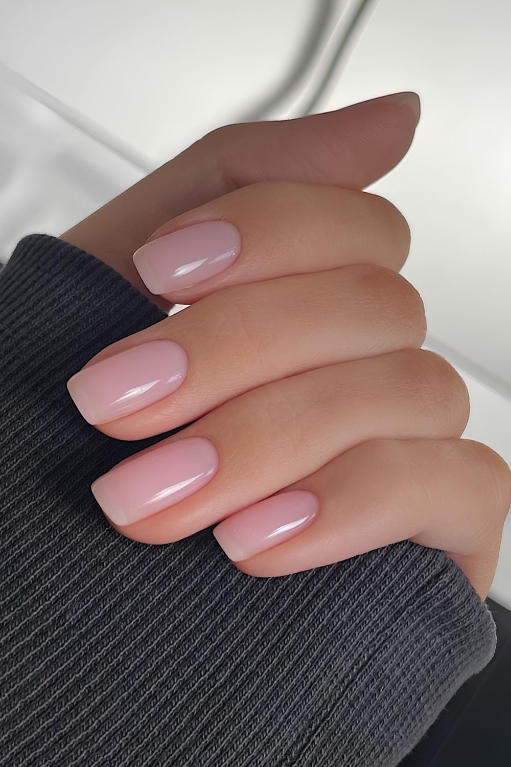 Short sheer pink nails