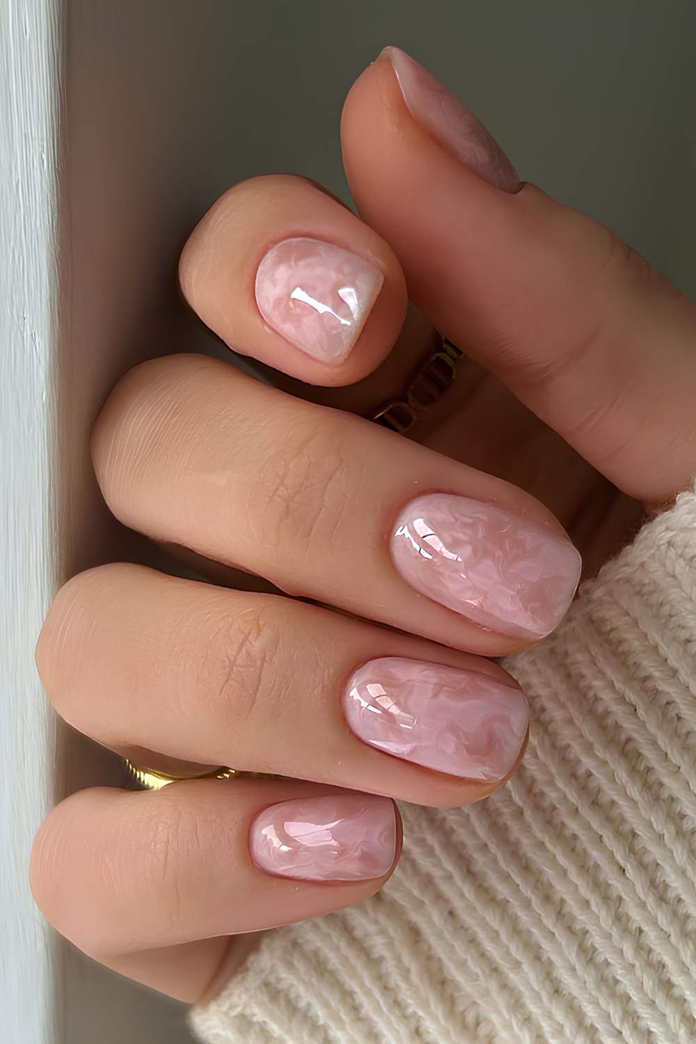 Short white marble nails