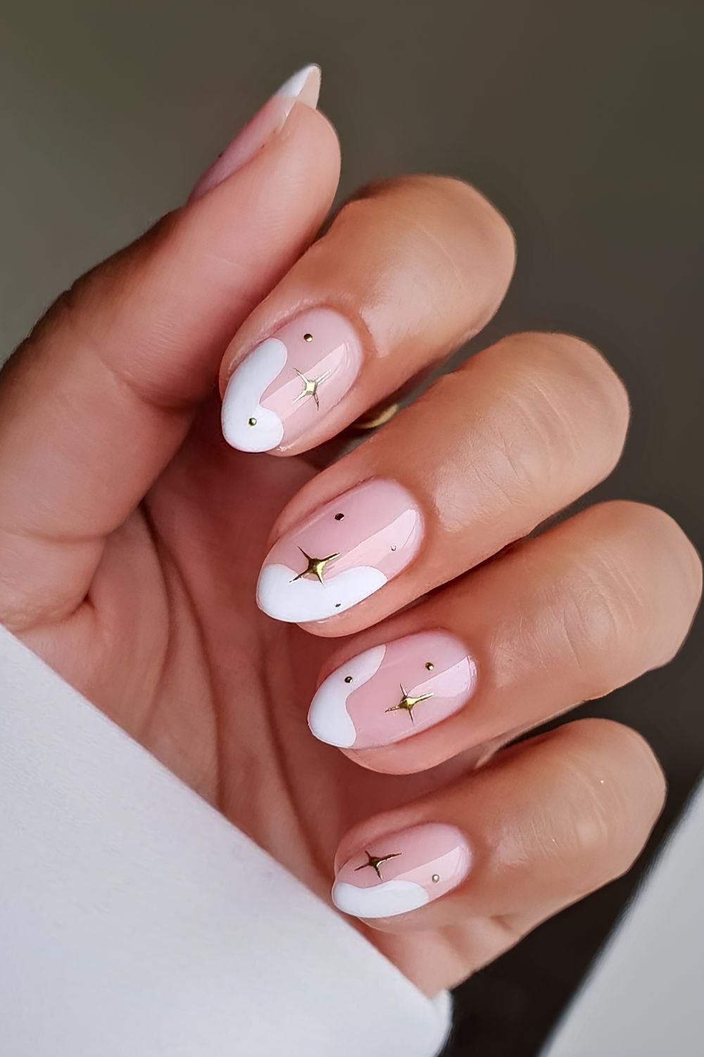 Snow-inspired white French manicure