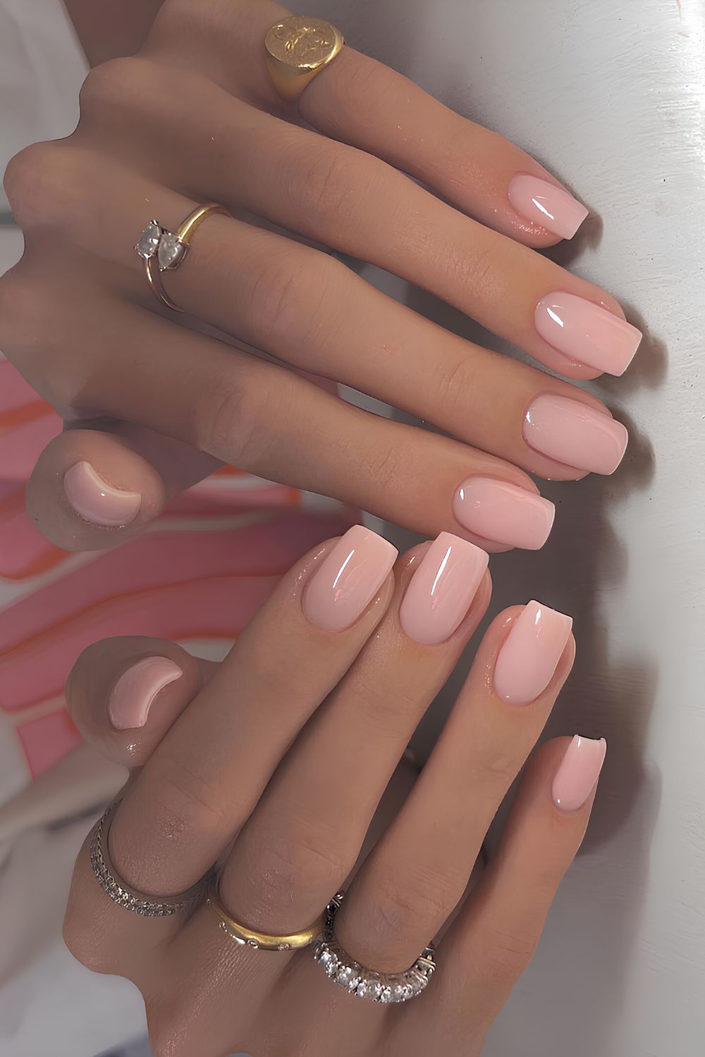 Soft pink BIAB nails