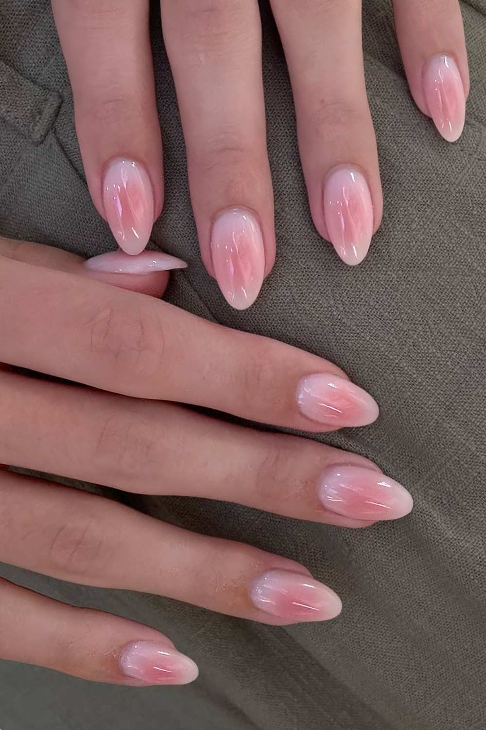 Soft pink aura nails