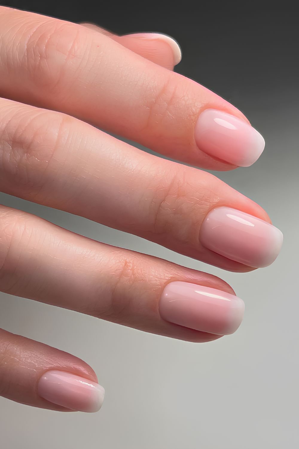 Soft pink mani with white frombre effect