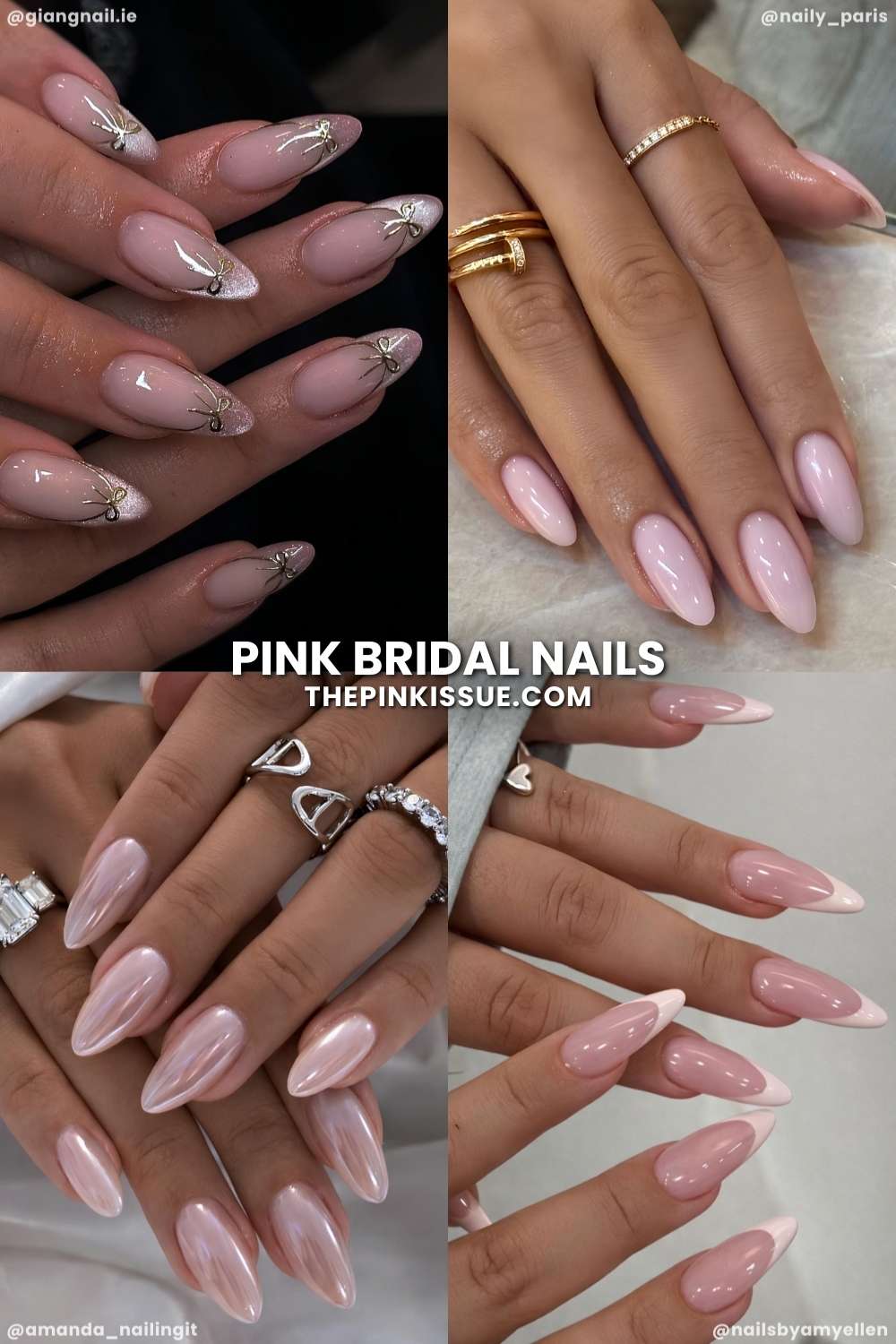 Soft pink wedding nail designs