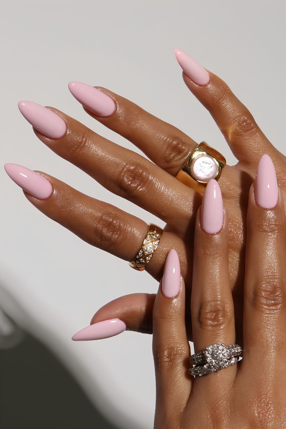 Solid bright pink nails