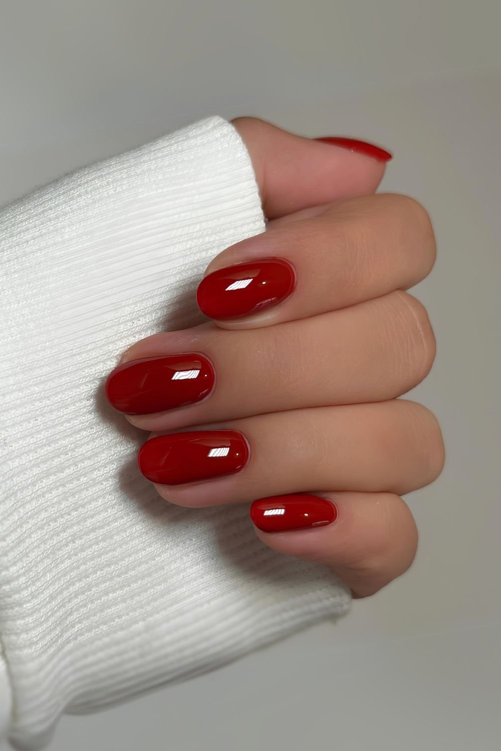 Solid cherry red nails