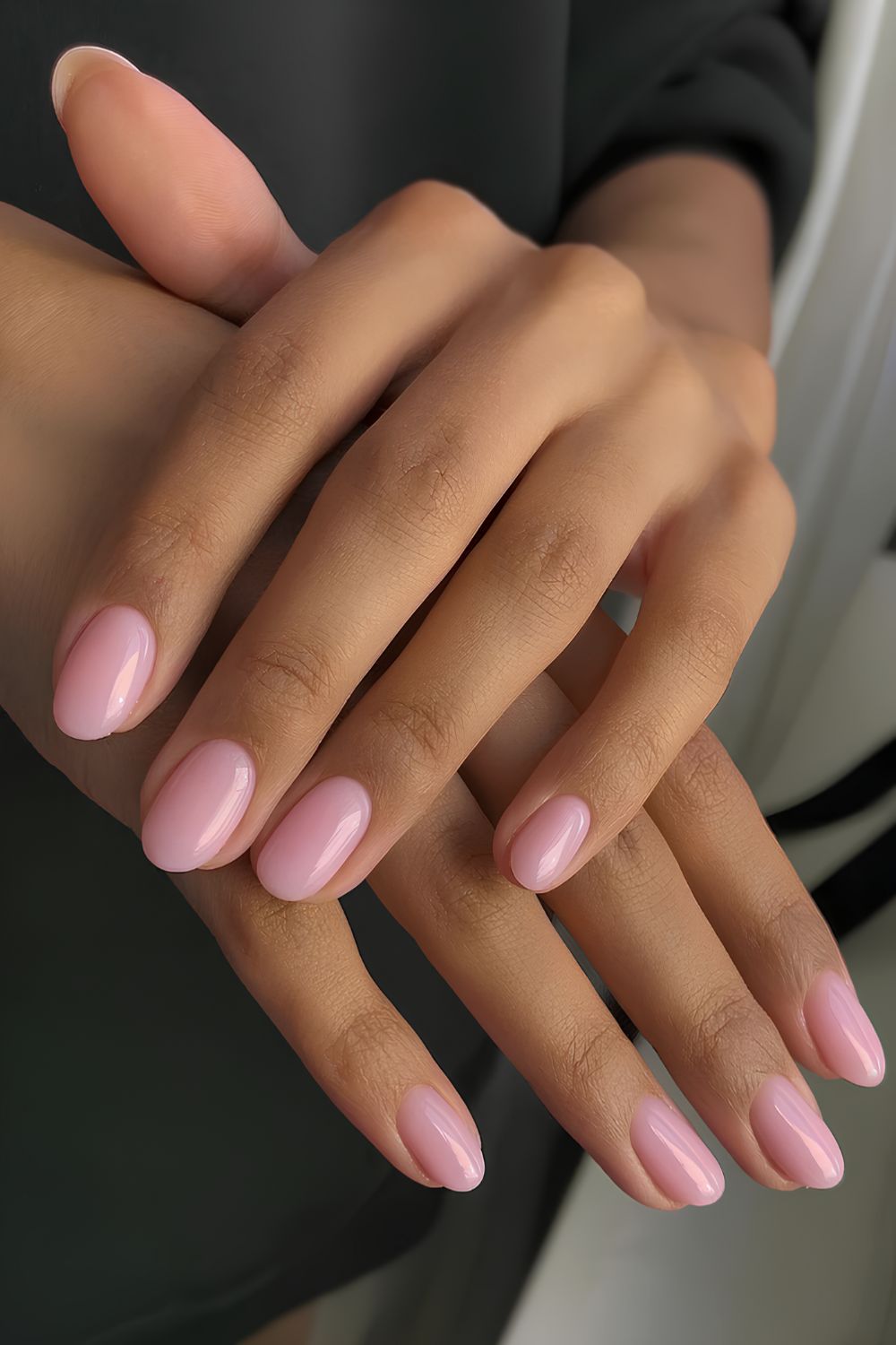 Solid light pink nails