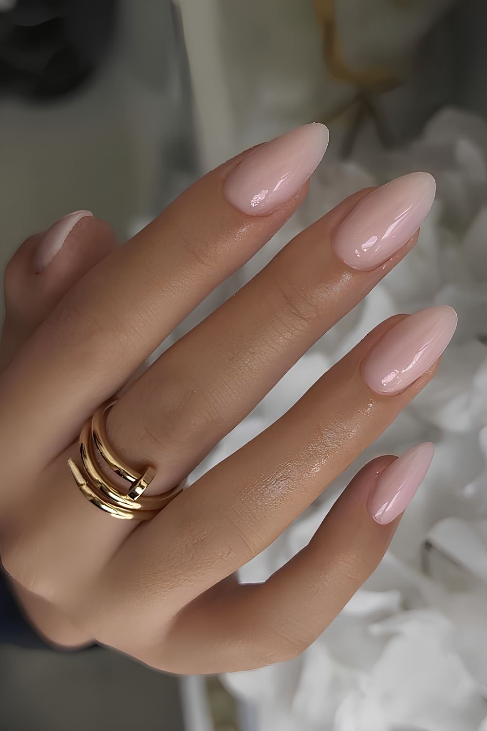Solid milky pink manicure